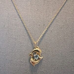 Rare Ross Simon’s Aquamarine n Genuine Diamond 14K GF .925 Dolphin Necklace